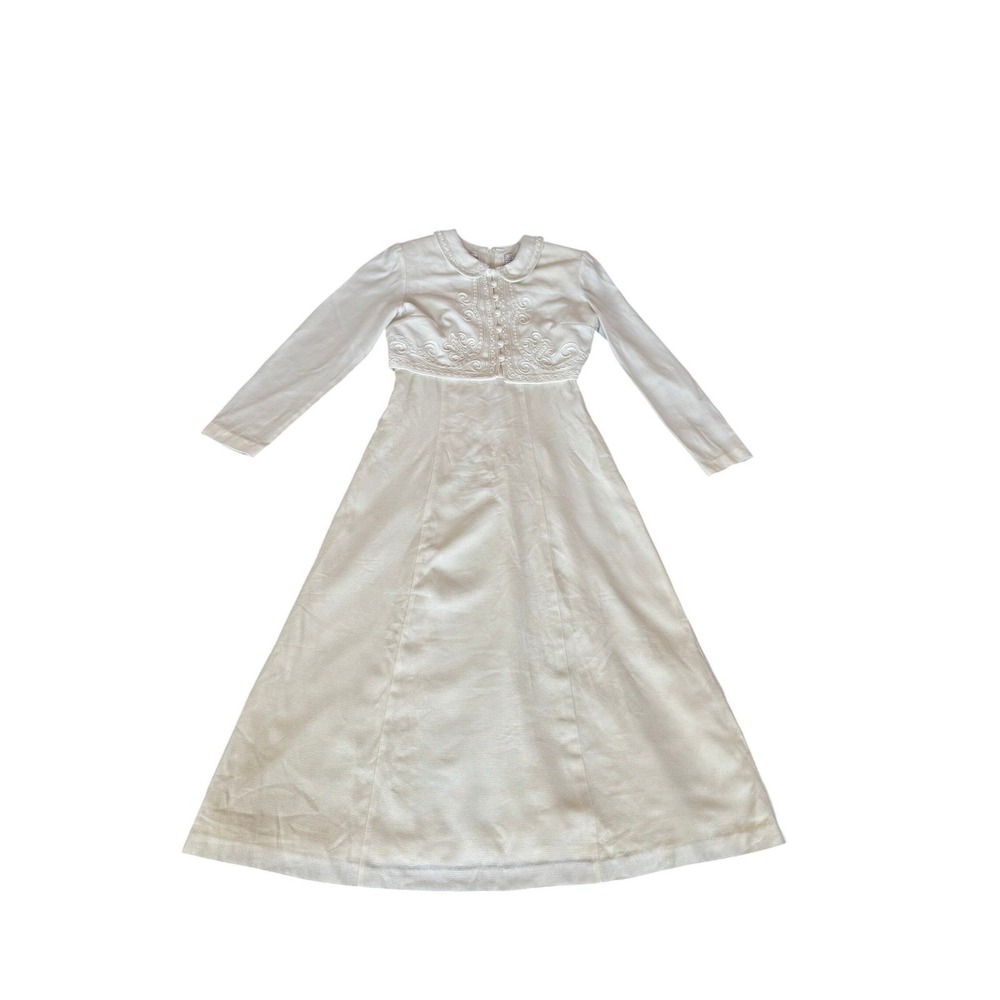 karin stevens White Long Sleeve Midi Dress Soutache Embroidery Collar Bolero 6P - Picture 2 of 16